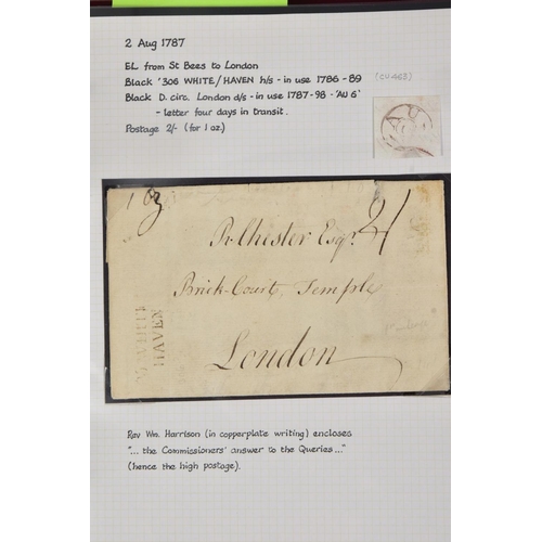 70 - WEST CUMBRIA POSTAL HISTORY COLLECTION including nice Workington M/S c post paid, some line engraved... 