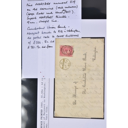 70 - WEST CUMBRIA POSTAL HISTORY COLLECTION including nice Workington M/S c post paid, some line engraved... 