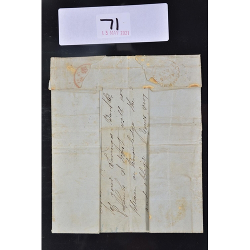 71 - 1853 REGISTERED MAIL COVER TO AUSTRALIA 18d rate paid by one shilling (CTS) and strip of three 2d im... 