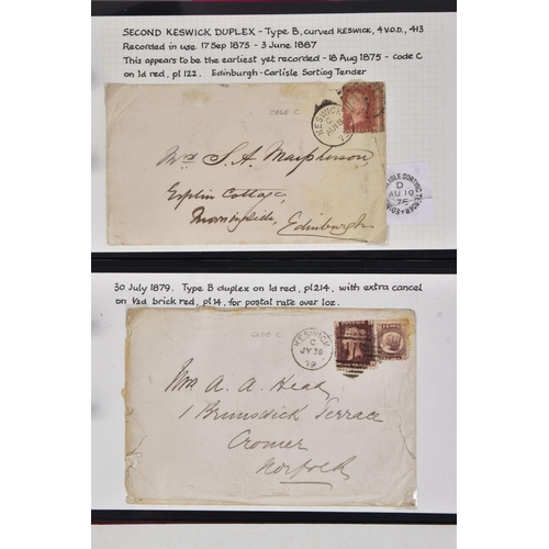 72 - REMARKABLE COLLECTION OF POSTAL HISTORY FROM THE KESWICK AREA, includes mileage marks, Keswick malte... 