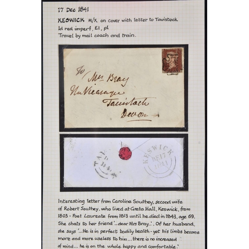 72 - REMARKABLE COLLECTION OF POSTAL HISTORY FROM THE KESWICK AREA, includes mileage marks, Keswick malte... 