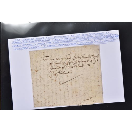 74 - COLLECTION OF POSTAL HISTORY RELATING TO PENRITH FROM 1671 (to Sir Philip Musgrave, Governor of Carl... 