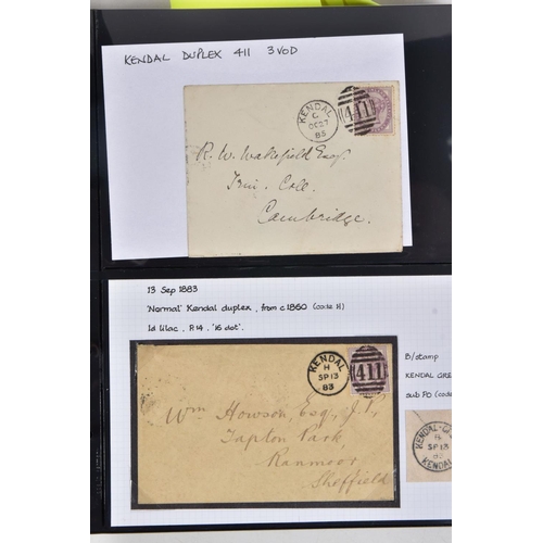 77 - KENDAL AND AREA POSTAL HISTORY COLLECTION noting Bishop marks, various date stamps, rare straight li... 