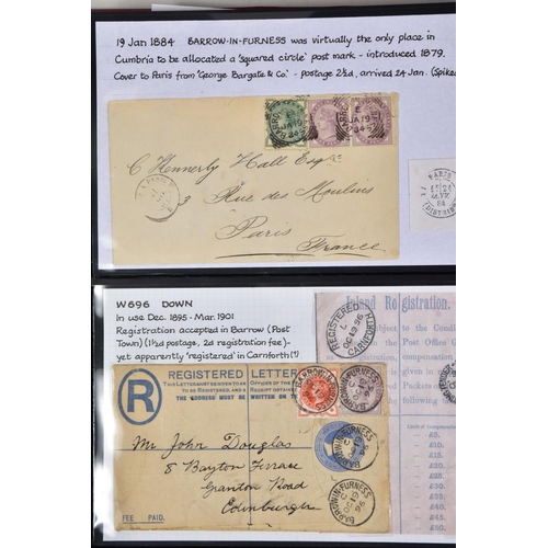 78 - SOUTH WEST CUMBRIA POSTAL HISTORY COLLECTION with postmark and better postcard interest, good early ... 