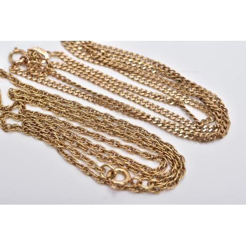 103 - TWO 9CT GOLD CHAINS, the first a Prince of Wales chain, fitted with a spring clasp, hallmarked 9ct g... 