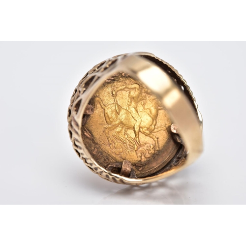 105 - A MOUNTED VICTORIAN FULL SOVEREIGN RING, the full sovereign dated 1890, obverse depicting Queen Vict... 