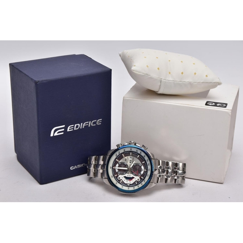 116 - A GENTS 'CASIO EDIFICE' CHRONOGRAPH WRISTWATCH', large multi tonal dial signed 'Casio Edifice', day ... 