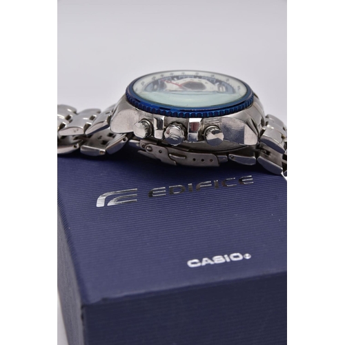 116 - A GENTS 'CASIO EDIFICE' CHRONOGRAPH WRISTWATCH', large multi tonal dial signed 'Casio Edifice', day ... 