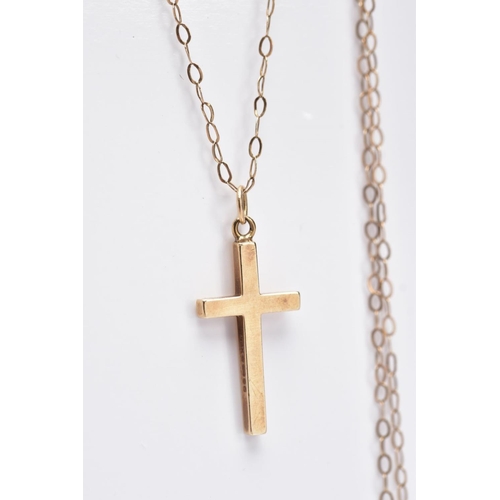 119 - A 9CT GOLD CROSS PENDANT NECKLACE, the pendant of a plain polished design, hallmarked 9ct gold Londo... 