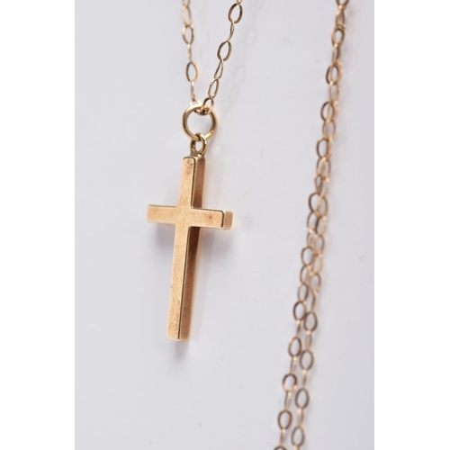 119 - A 9CT GOLD CROSS PENDANT NECKLACE, the pendant of a plain polished design, hallmarked 9ct gold Londo... 