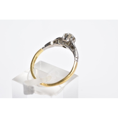 120 - A YELLOW METAL SINGLE STONE DIAMOND RING, designed with a claw set old cut diamond, total estimated ... 