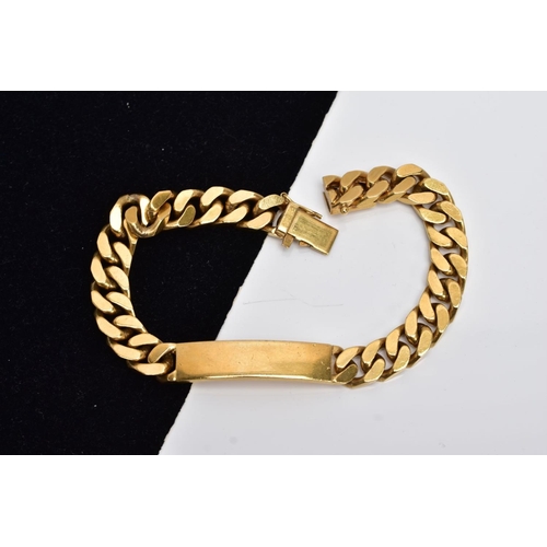 131 - A LATE 20TH CENTURY GENTS HEAVY GAUGE CURB LINK IDENTITY BRACELET, measuring approximately 230mm in ... 