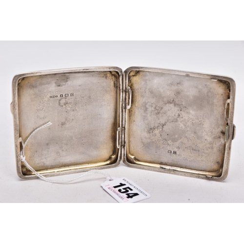 154 - A SILVER CIGARETTE CASE, of an engine turn design, engraved monogram, missing elastic straps on the ... 