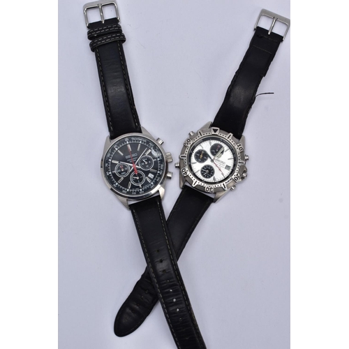 170 - TWO GENTS 'SEIKO CHRONOGRAPH' WRISTWATCHES, the first with round black dial signed 'Seiko chronograp... 