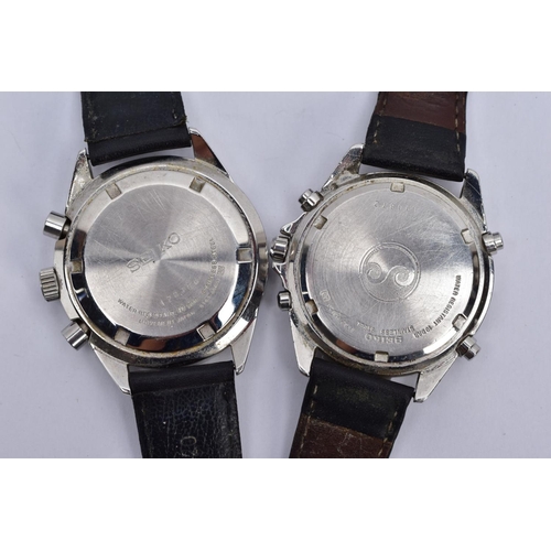 170 - TWO GENTS 'SEIKO CHRONOGRAPH' WRISTWATCHES, the first with round black dial signed 'Seiko chronograp... 