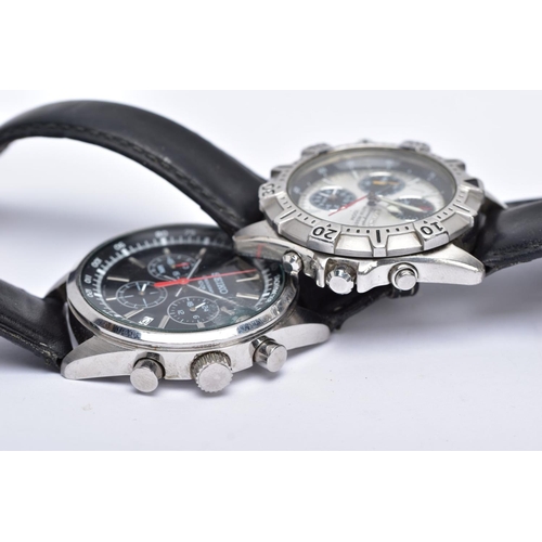 170 - TWO GENTS 'SEIKO CHRONOGRAPH' WRISTWATCHES, the first with round black dial signed 'Seiko chronograp... 