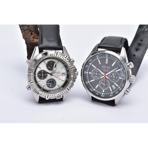 170 - TWO GENTS 'SEIKO CHRONOGRAPH' WRISTWATCHES, the first with round black dial signed 'Seiko chronograp... 