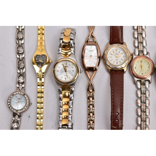 183 - A BAG OF ASSORTED LADIES WRISTWATCHES, twenty watches in total, mostly quartz movements, variety of ... 