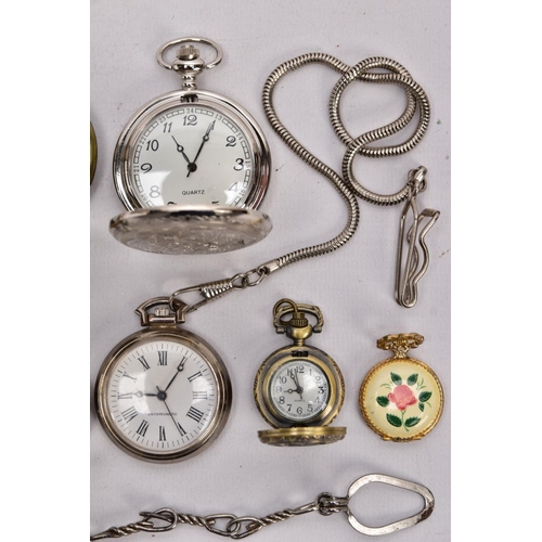 184 - A BAG OF ASSORTED WHITE METAL POCKET WATCHES, to include an open faced 'Ingersoll' (missing glass), ... 