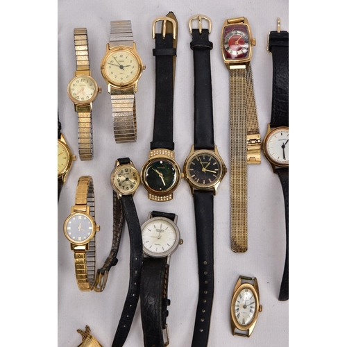 185 - A BAG OF TWENTY 'SEKONDA' WRISTWATCHES AND A 'SEKONDA' WATCH FOB, mostly ladies quartz watches, of v... 