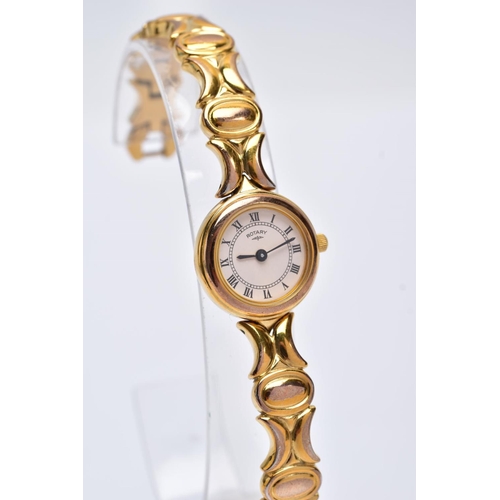 192 - A LADY'S 'ROTARY' WRISTWATCH, quartz movement, round cream dial signed 'Rotary', Roman numerals, bla... 