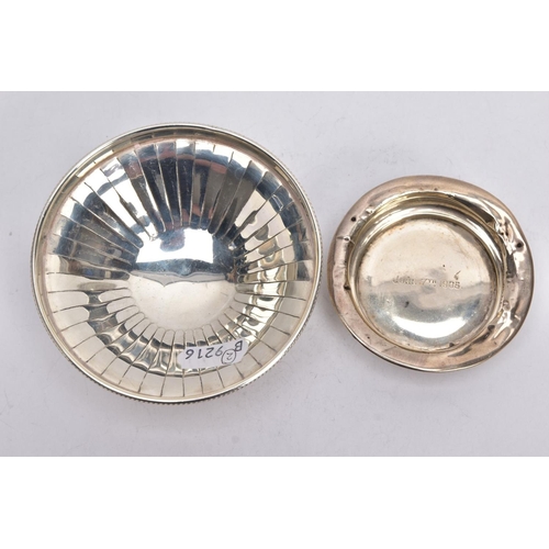 206 - A SILVER BONBON DISH AND A SILVER DISH, the bonbon of a circular form, tapered engraved design, hall... 