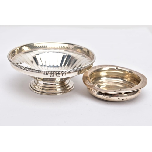 206 - A SILVER BONBON DISH AND A SILVER DISH, the bonbon of a circular form, tapered engraved design, hall... 