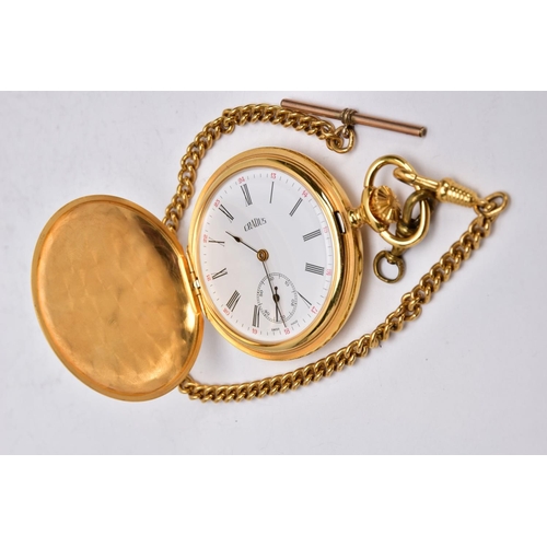 208 - A MODERN GOLD PLATED CRADUS POCKET WATCH AND GOLD PLATED ALBERT CHAIN, mechanical hand wound movemen... 