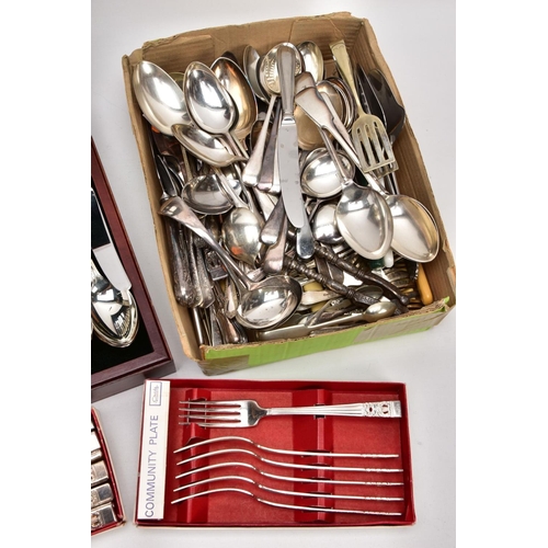 230 - CUTLERY ITEMS, to include a wooden cased canteen of metal/silverplated Arthur Price of England cutle... 