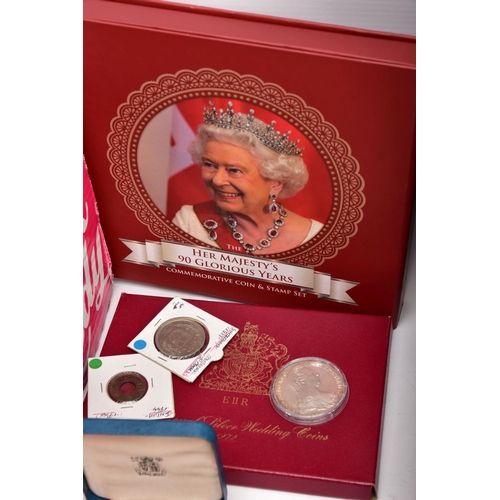 248 - A SAMSONITE BRIEFCASE OF COINS AND COMMEMORATIVES, to include a Queen Elizabeth 50th Anniversary 9ct... 