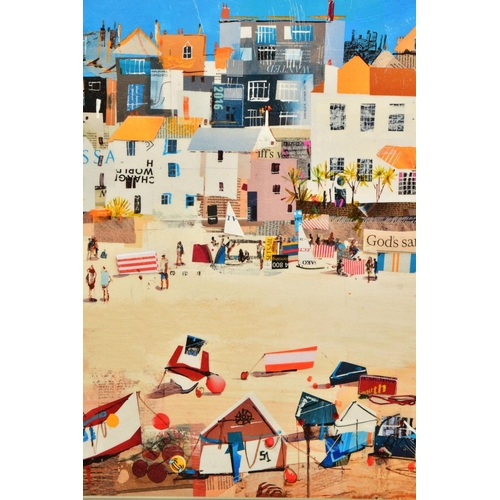 301 - TOM BUTLER (BRITISH CONTEMPORARY) 'CASTLES, ST IVES BEACH' a Cornish beach scene, limited edition ha... 