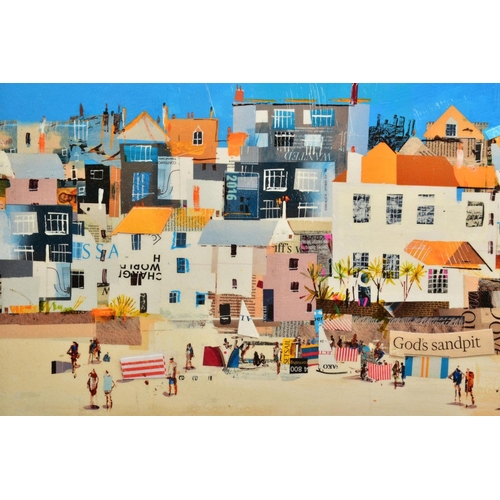 301 - TOM BUTLER (BRITISH CONTEMPORARY) 'CASTLES, ST IVES BEACH' a Cornish beach scene, limited edition ha... 