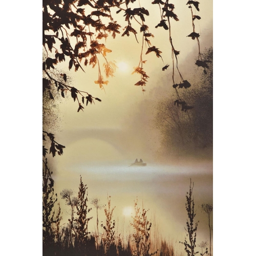 311 - JOHN WATERHOUSE (BRITISH 1967) 'BREATHING SPACE' a limited edition print of a misty morning on a riv... 