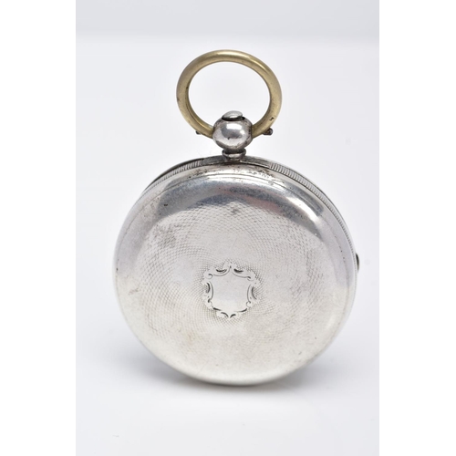 32 - A SILVER OPEN FACED POCKET WATCH, AF, cream dial, Roman numerals, seconds subsidiary dial at the six... 