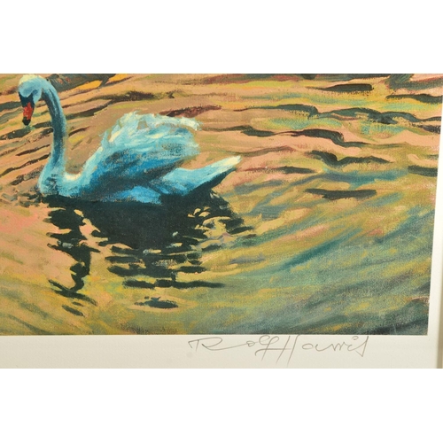 326 - ROLF HARRIS (AUSTRALIA 1930) 'SWAN IN THE MORNING' a limited edition print 68/195, signed to lower m... 