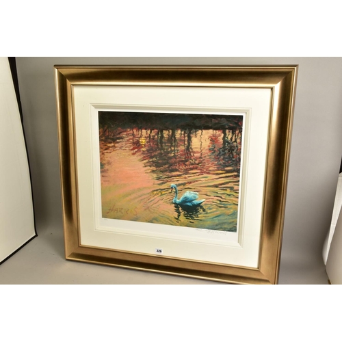 326 - ROLF HARRIS (AUSTRALIA 1930) 'SWAN IN THE MORNING' a limited edition print 68/195, signed to lower m... 