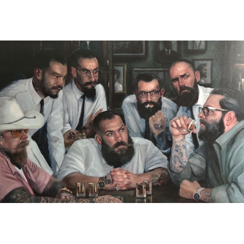 329 - VINCENT KAMP (BRITISH CONTEMPORARY) 'SETTLING OLD RIVALRIES' a limited edition print of male figures... 