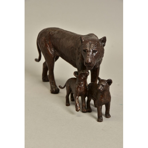 339 - MICHAEL SIMPSON (BRITISH CONTEMPORARY) 'CUB SCOUTS', a limited edition bronze sculpture of a lioness... 