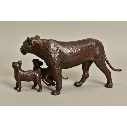 339 - MICHAEL SIMPSON (BRITISH CONTEMPORARY) 'CUB SCOUTS', a limited edition bronze sculpture of a lioness... 