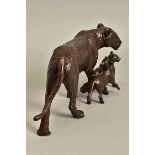 339 - MICHAEL SIMPSON (BRITISH CONTEMPORARY) 'CUB SCOUTS', a limited edition bronze sculpture of a lioness... 