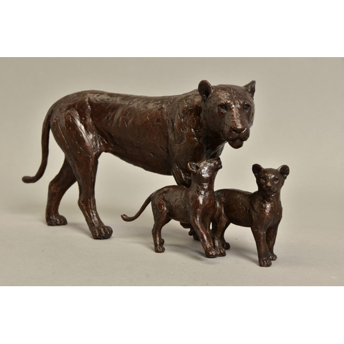 339 - MICHAEL SIMPSON (BRITISH CONTEMPORARY) 'CUB SCOUTS', a limited edition bronze sculpture of a lioness... 