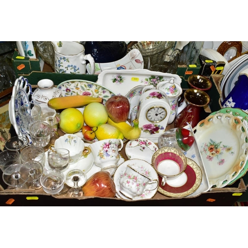 345 - FOUR BOXES AND LOOSE CERAMICS AND GLASSWARE, including Italian ceramics, a Portmeirion Pomona patter... 