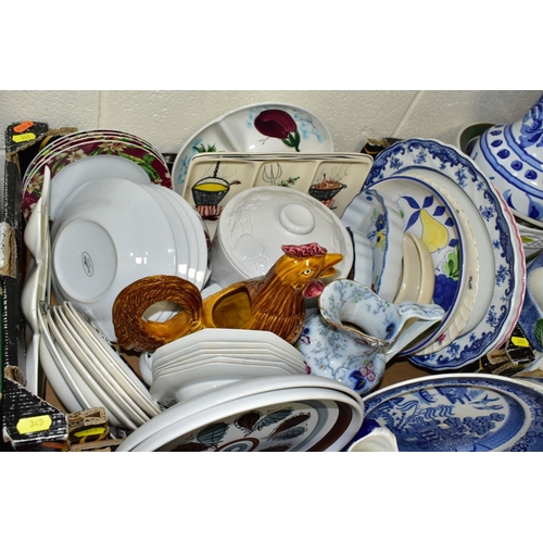 345 - FOUR BOXES AND LOOSE CERAMICS AND GLASSWARE, including Italian ceramics, a Portmeirion Pomona patter... 