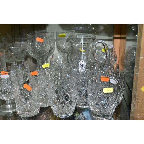 354 - A GROUP OF GLASSWARE, to include a water jug and glass set, some pieces bear Webb Corbett marks, a s... 