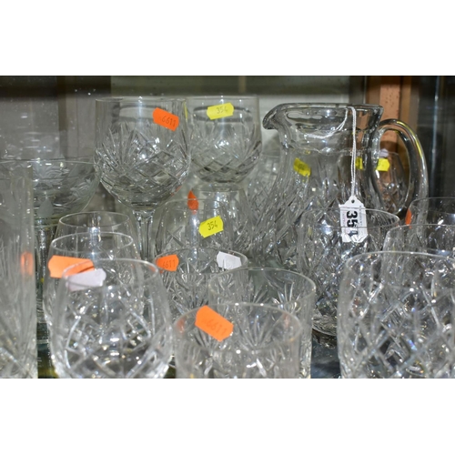 354 - A GROUP OF GLASSWARE, to include a water jug and glass set, some pieces bear Webb Corbett marks, a s... 