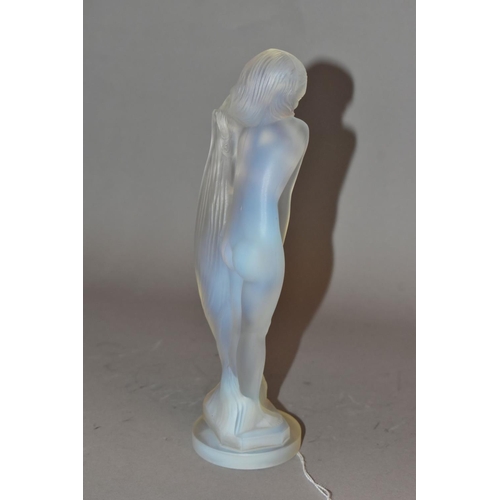 359 - LUCILLE SEVIN - ETLING, an Art Deco style opalescent glass figure of a female nude with long flowing... 