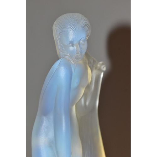 359 - LUCILLE SEVIN - ETLING, an Art Deco style opalescent glass figure of a female nude with long flowing... 