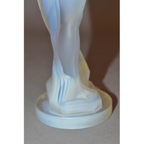 359 - LUCILLE SEVIN - ETLING, an Art Deco style opalescent glass figure of a female nude with long flowing... 