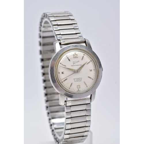 36 - A GENTS 'FELCA SPORTSMASTER' WRISTWATCH, round silver dial signed 'Felca Sports master, automatic', ... 