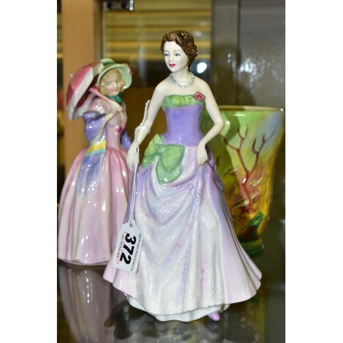 372 - THREE ROYAL DOULTON FIGURES AND A VASE, comprising 'Figure of the Year 1997 Jessica' HN3850, 'Miss D... 